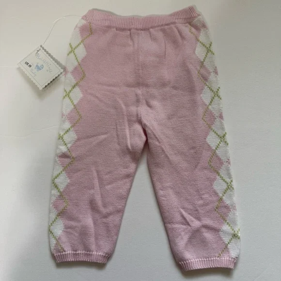 NWT Hartstrings vintage argyle Pink and White Baby Set - Picture 7 of 10